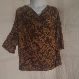 Elegant Floral Brown Blouse